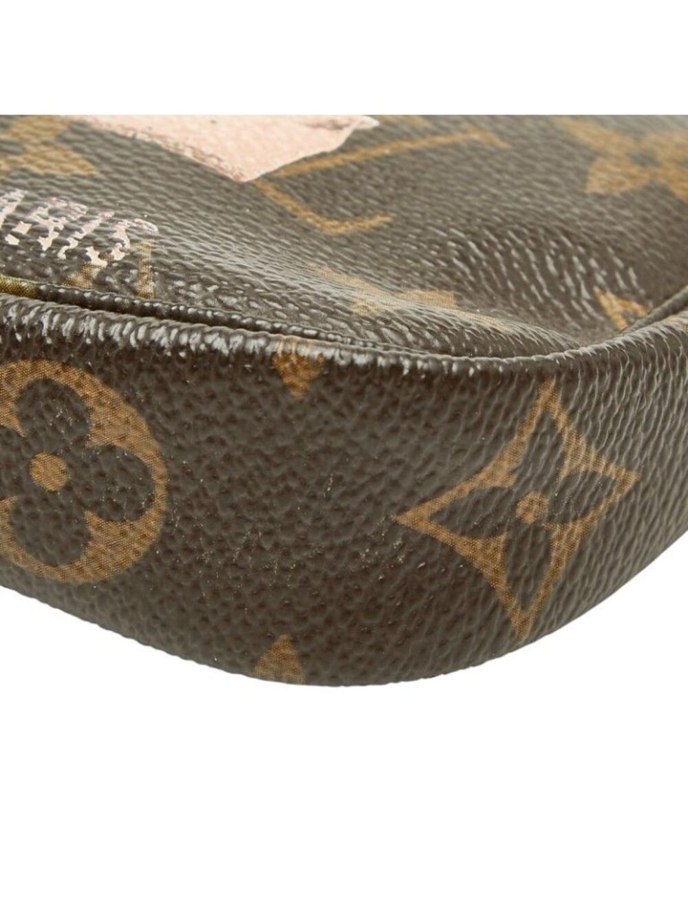 Louis Vuitton Monogram Mini Pochette Mini Handbag Pouch Brown Leather - Picture 4 of 10